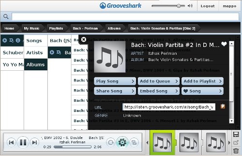 interfaz de Grooveshark